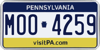 PA license plate MOO4259