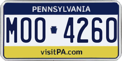 PA license plate MOO4260