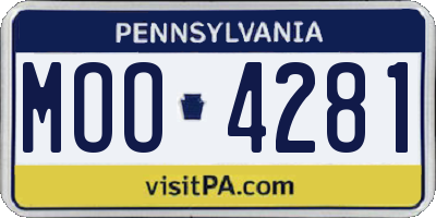 PA license plate MOO4281