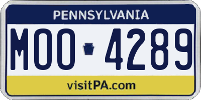 PA license plate MOO4289