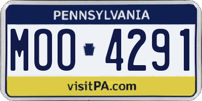 PA license plate MOO4291