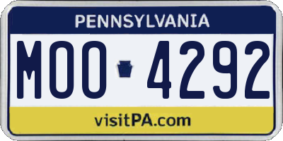PA license plate MOO4292