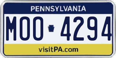 PA license plate MOO4294