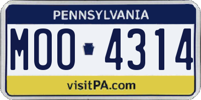 PA license plate MOO4314