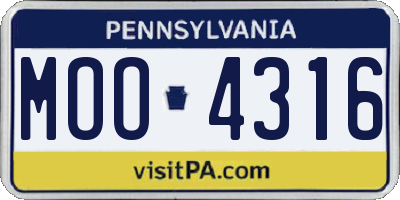 PA license plate MOO4316