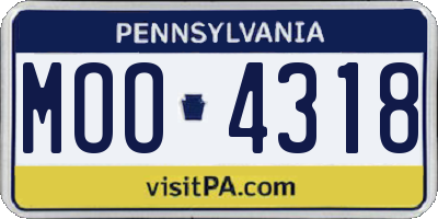 PA license plate MOO4318