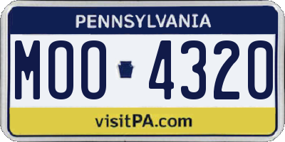 PA license plate MOO4320