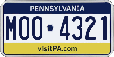 PA license plate MOO4321