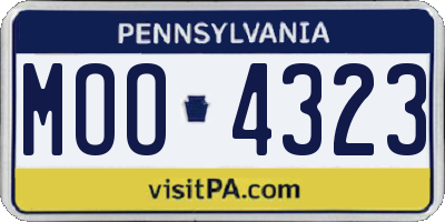 PA license plate MOO4323