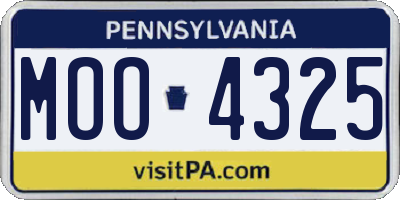 PA license plate MOO4325