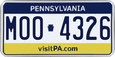 PA license plate MOO4326