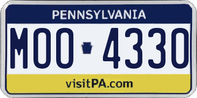 PA license plate MOO4330