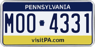 PA license plate MOO4331