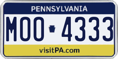 PA license plate MOO4333