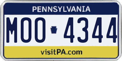 PA license plate MOO4344