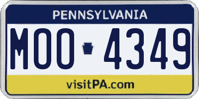 PA license plate MOO4349