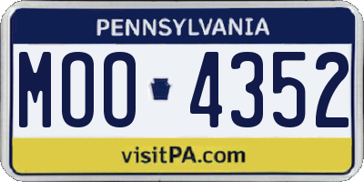 PA license plate MOO4352