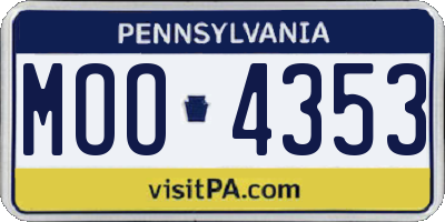 PA license plate MOO4353