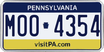PA license plate MOO4354