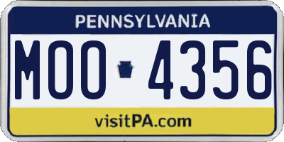 PA license plate MOO4356