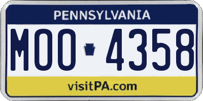 PA license plate MOO4358