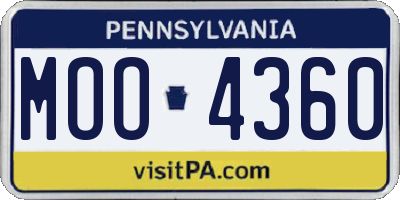PA license plate MOO4360