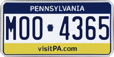 PA license plate MOO4365