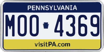 PA license plate MOO4369