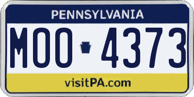 PA license plate MOO4373