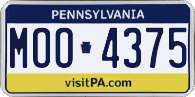 PA license plate MOO4375