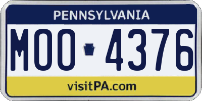 PA license plate MOO4376