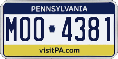 PA license plate MOO4381