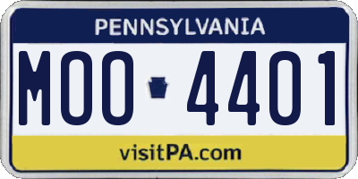 PA license plate MOO4401