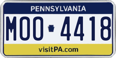 PA license plate MOO4418