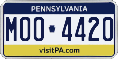 PA license plate MOO4420