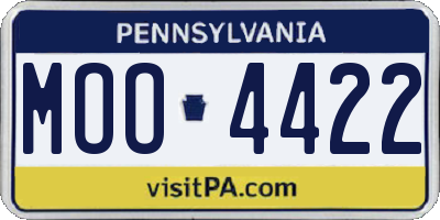 PA license plate MOO4422