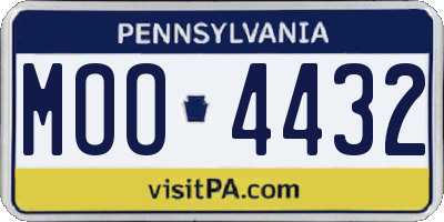 PA license plate MOO4432