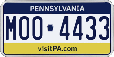 PA license plate MOO4433