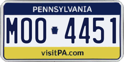 PA license plate MOO4451
