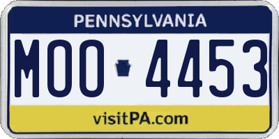 PA license plate MOO4453