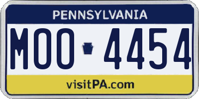 PA license plate MOO4454