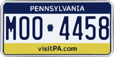 PA license plate MOO4458