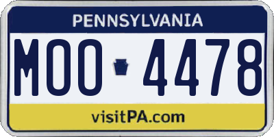 PA license plate MOO4478