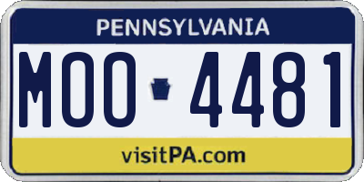 PA license plate MOO4481