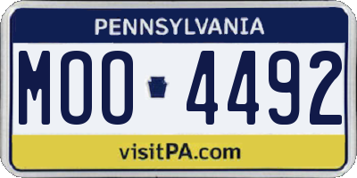 PA license plate MOO4492