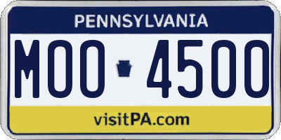 PA license plate MOO4500