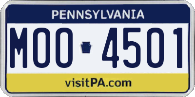 PA license plate MOO4501