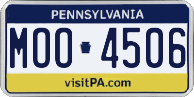 PA license plate MOO4506