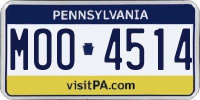 PA license plate MOO4514