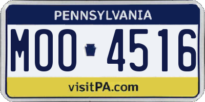 PA license plate MOO4516